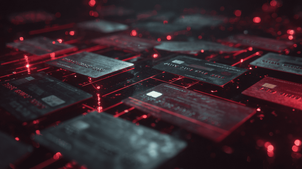 Credit cards lying next to each other